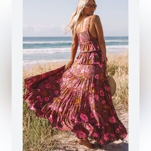 Spell and Gypsy boho Floral Maxi Skirt tiered full circle